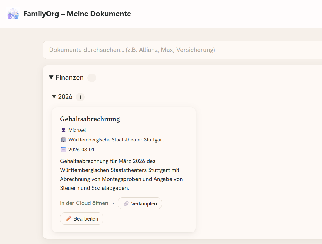 Dokumente übersichtlich abgelegt